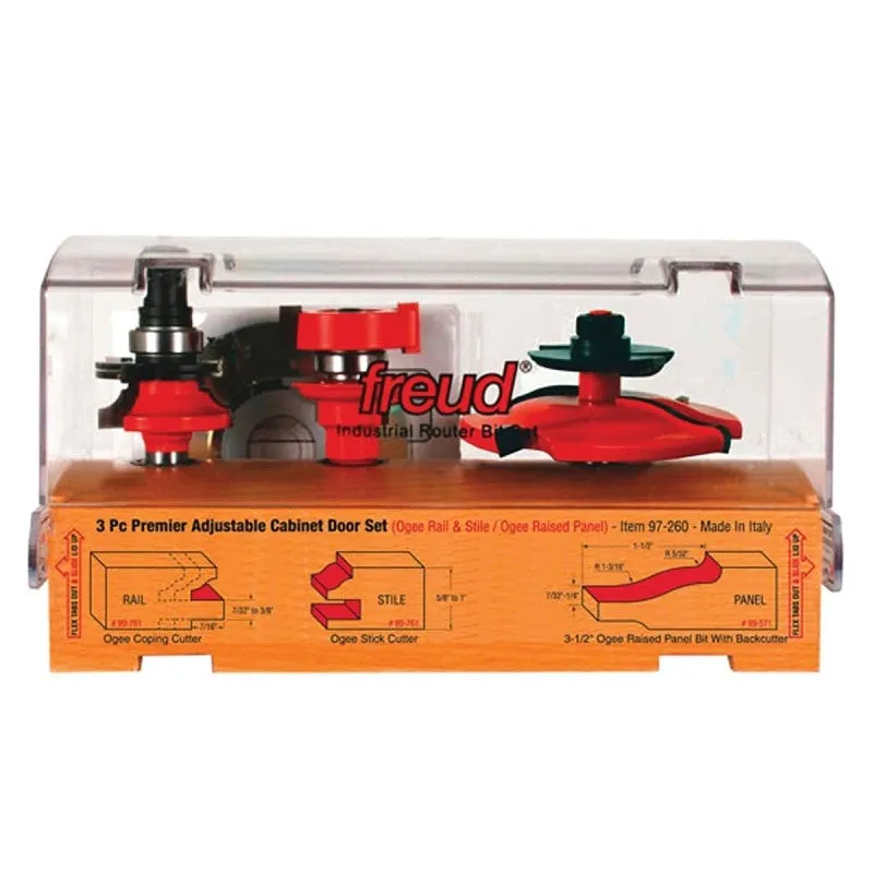 Freud 97-260 Cabinet Bit Set, 1 in Dia Cutter, 1/2 in Dia Shank, 2-Cutter, Carbide