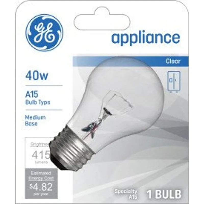 GE 15206 Light Bulb, 40 W, A15 Lamp, E26 Medium Lamp Base, 415 Lumens, 2700 K Color Temp, Soft White Light (Pack of 12)