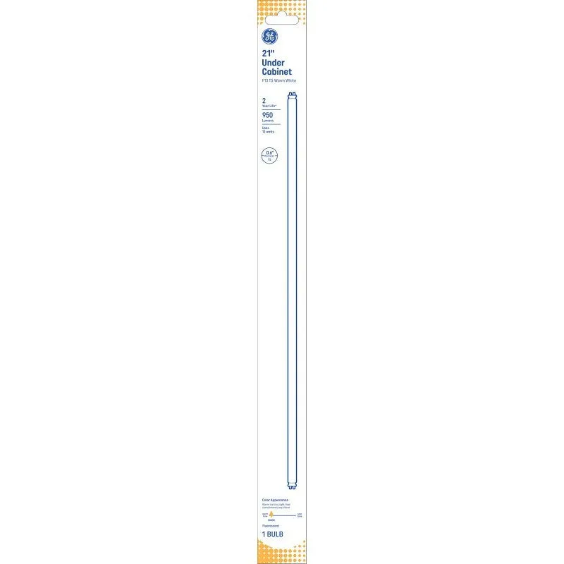 GE 25426 Light Bulb, 13 W, T5 Lamp, G5 Miniature Lamp Base, 870 Lumens, 3000 K Color Temp, 5000 hr Average Life