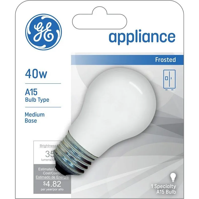GE 27495 Ceiling Fan Bulb, 40 W, A15 Lamp, E26 Medium Lamp Base, 355 Lumens, 2700 K Color Temp, Frosted Light (Pack of 6)