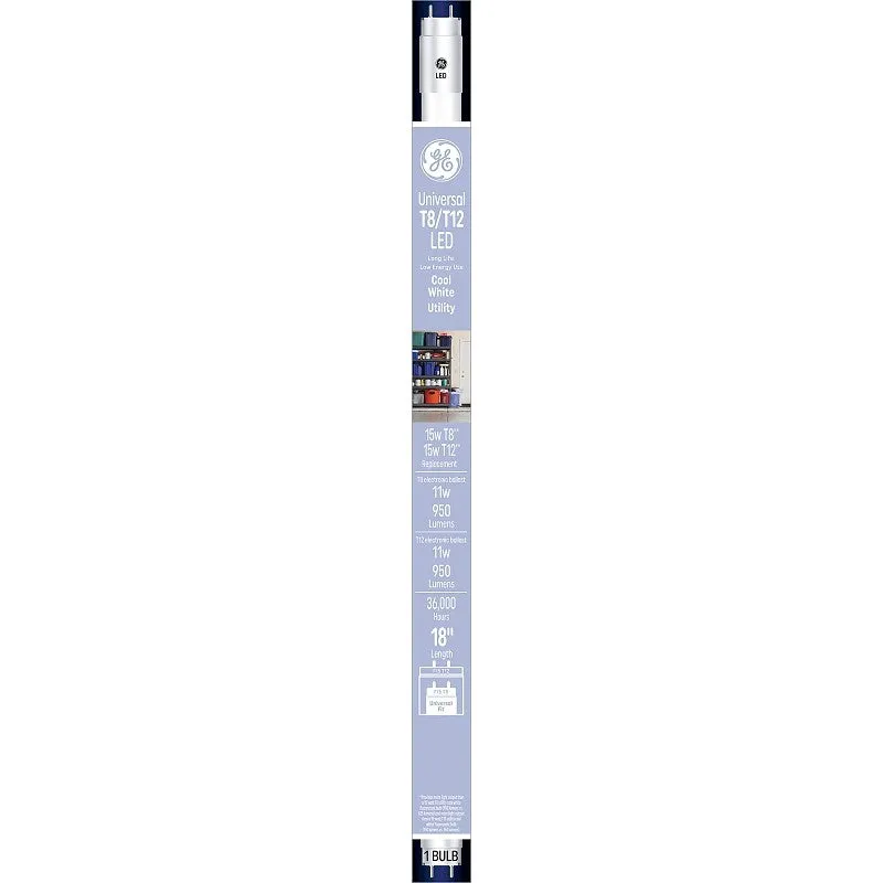 GE 37178 Linear Bulb, T8 Lamp, 15 W Equivalent, Bi-Pin Lamp Base, Frosted, Cool White Light, 4000 K Color Temp (Pack of 6)