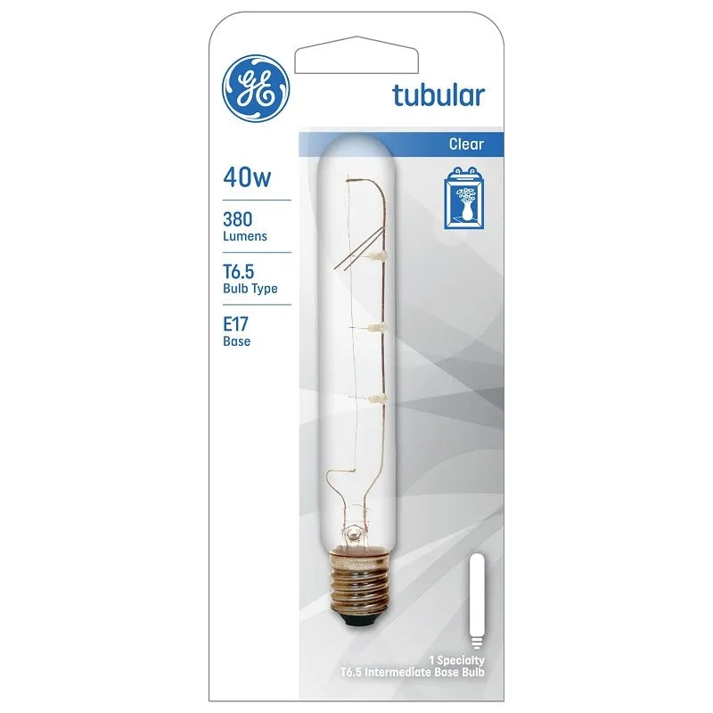 GE 44422 Light Bulb, 40 W, T6.5 Lamp, E17 Intermediate Lamp Base, 380 Lumens, 2500 K Color Temp (Pack of 6)