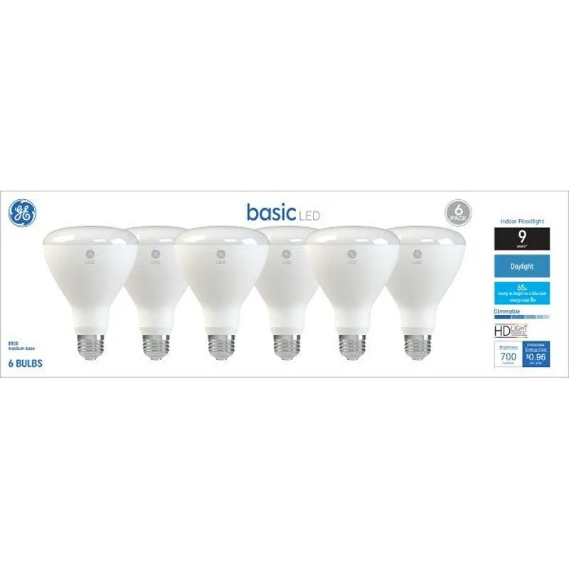 GE 46976 LED Light Bulb, Spot and Flood, BR30 Lamp, 65 W Equivalent, E26 Medium Screw-In Lamp Base, Yes, Frosted