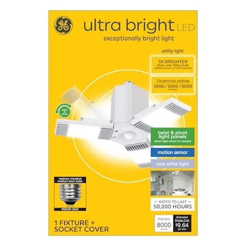 GE 93129815 Work Light, 80 W, 3-Lamp, LED Lamp, 3000, 5000, 8000 Lumens, 4000 K Color Temp, White
