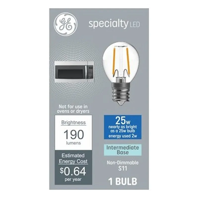 GE 93131666 Bulb, S11 Lamp, E17 Lamp Base, No, Soft White, 2700 K Color Temp (Pack of 4)