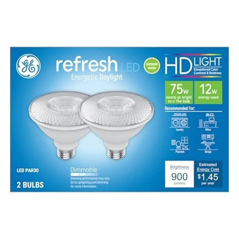 GE Industrial Solutions 43095 LED Bulb, Flood/Spotlight, PAR30 Lamp, E26 Lamp Base, Dimmable, Clear, Daylight Light