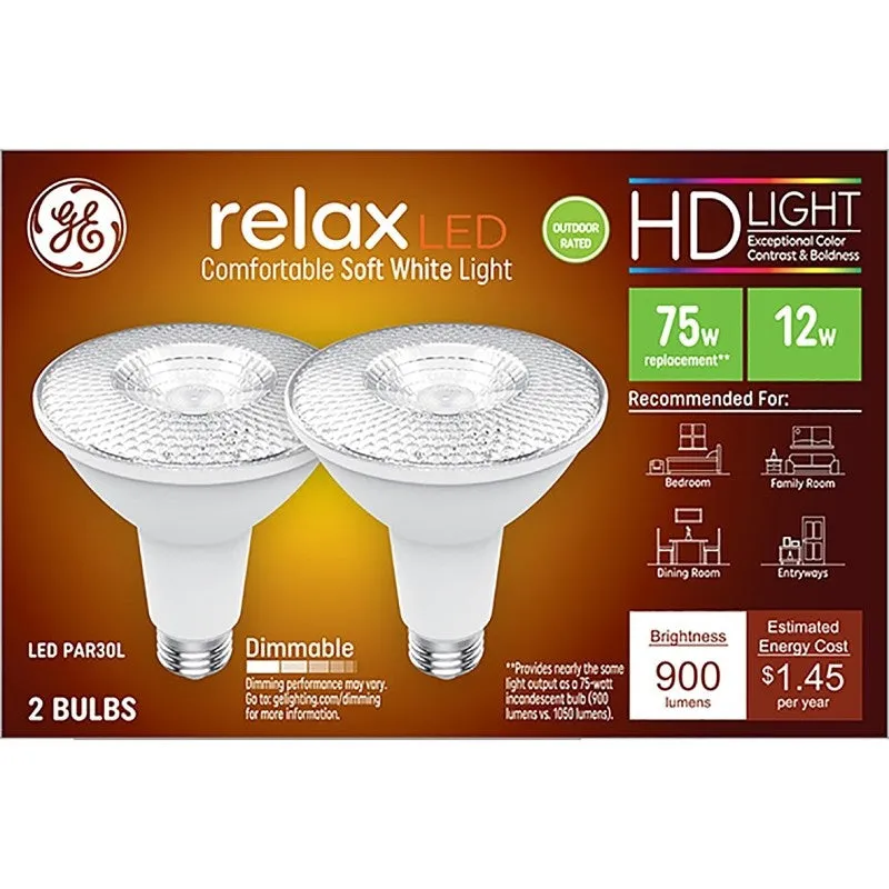 GE Industrial Solutions 43096 LED Bulb, Flood/Spotlight, PAR30L Lamp, E26 Lamp Base, Dimmable, Clear, Soft White Light