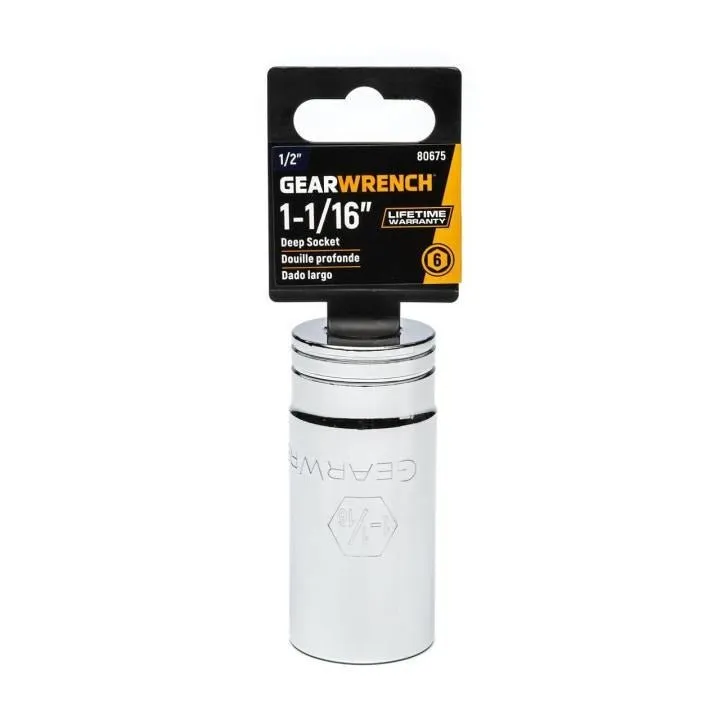 GEARWRENCH 80675 1/2″ Drive 6 Point Deep SAE Socket 1-1/16″