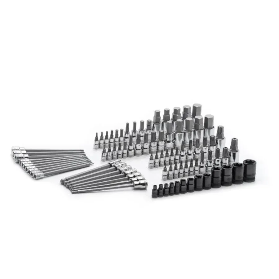 GEARWRENCH 80742 84 Piece 1/4″, 3/8″ & 1/2″ Drive Hex/Ball End Hex/Tamper Proof Torx®/External Torx®/Torx® SAE/Metric Bit Set