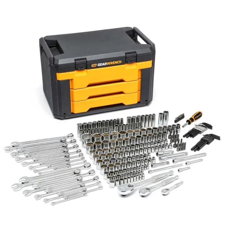 GEARWRENCH 80940 219 Piece Mechanics Tool Set in 3 Drawer Storage Box