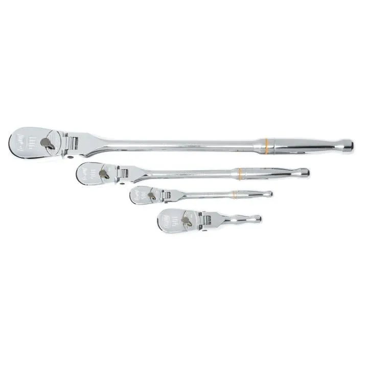 GEARWRENCH 81230T 4 Piece 1/4″, 3/8″ & 1/2″ Drive 90-Tooth Flex Head Teardrop Ratchet Set