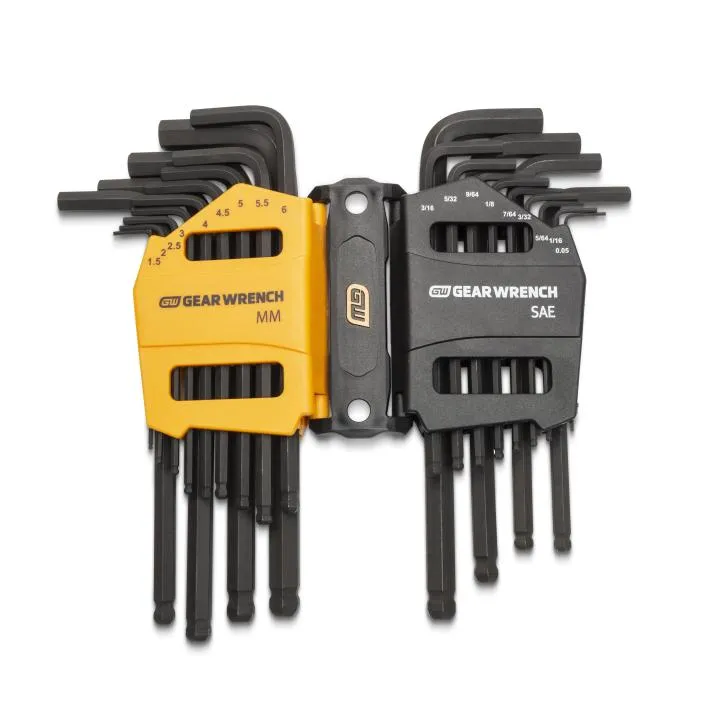 GEARWRENCH 83505 26 Piece SAE/Metric Ball End Long Arm Hex Key Set