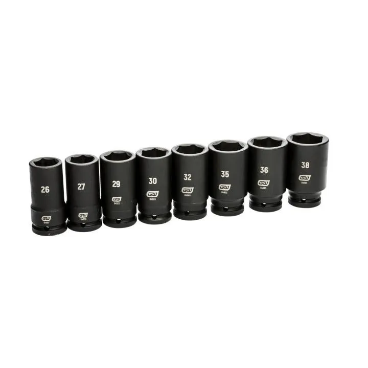 GEARWRENCH 84032 8 Piece 3/4″ Drive 6 Point Metric Deep Impact Socket Set