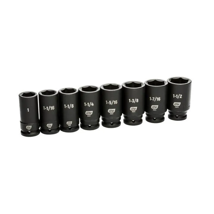 GEARWRENCH 84036 8 Piece 3/4″ Drive 6 Point SAE Deep Impact Socket Set