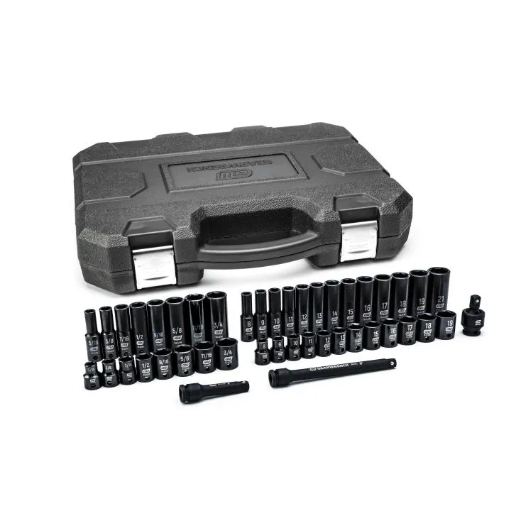 GEARWRENCH 84916N 44 Piece 3/8″ Drive 6 Point Standard and Deep Impact SAE/Metric Socket Set