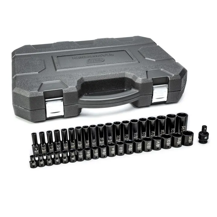 GEARWRENCH 84948N 39 Piece 1/2″ Drive 6 Point Standard and Deep Impact Metric Socket Set