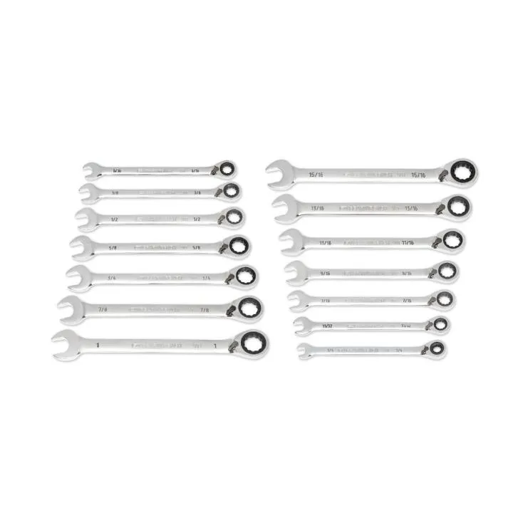 GEARWRENCH 86660 14 Piece 90-Tooth 12 Point SAE Reversible Ratcheting Wrench Set
