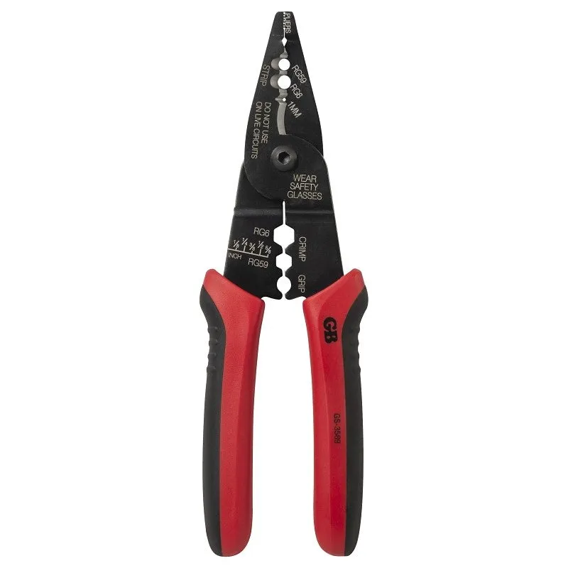 Gardner Bender GS-3589 Cutter and Stripper, 3/8 in Wire, 3/8 in Cutting Capacity, 8 in OAL, Cushion-Grip Handle