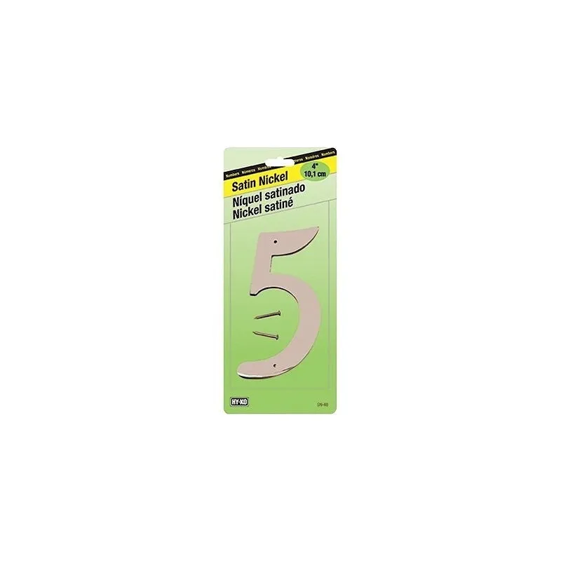 HY-KO SN-40/5 House Number, Character: 5, 4 in H Character, Nickel Character, Zinc (Pack of 10)