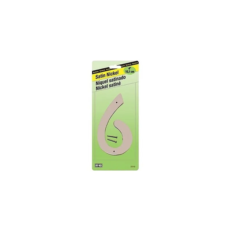 HY-KO SN-40/6 House Number, Character: 6, 4 in H Character, Nickel Character, Zinc (Pack of 10)