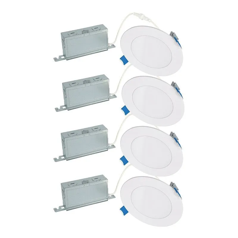 Halo HLB Lite Series HLBSL406FS5-4PK Canless Downlight, 8.3, 8.5 W, 120 V, LED Lamp, Plastic, White, Matte