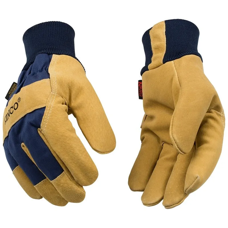 Heatkeep 1926KW-XL Gloves, Men’s, XL, Angled Wing Thumb, Easy-On, Elastic Knit Wrist Cuff, Blue/Golden
