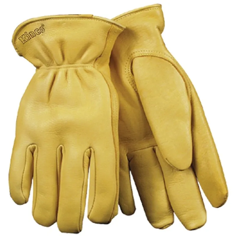 Heatkeep 90HK-M Driver Gloves, Men’s, M, 10 in L, Keystone Thumb, Easy-On Cuff, Deerskin Leather, Yellow