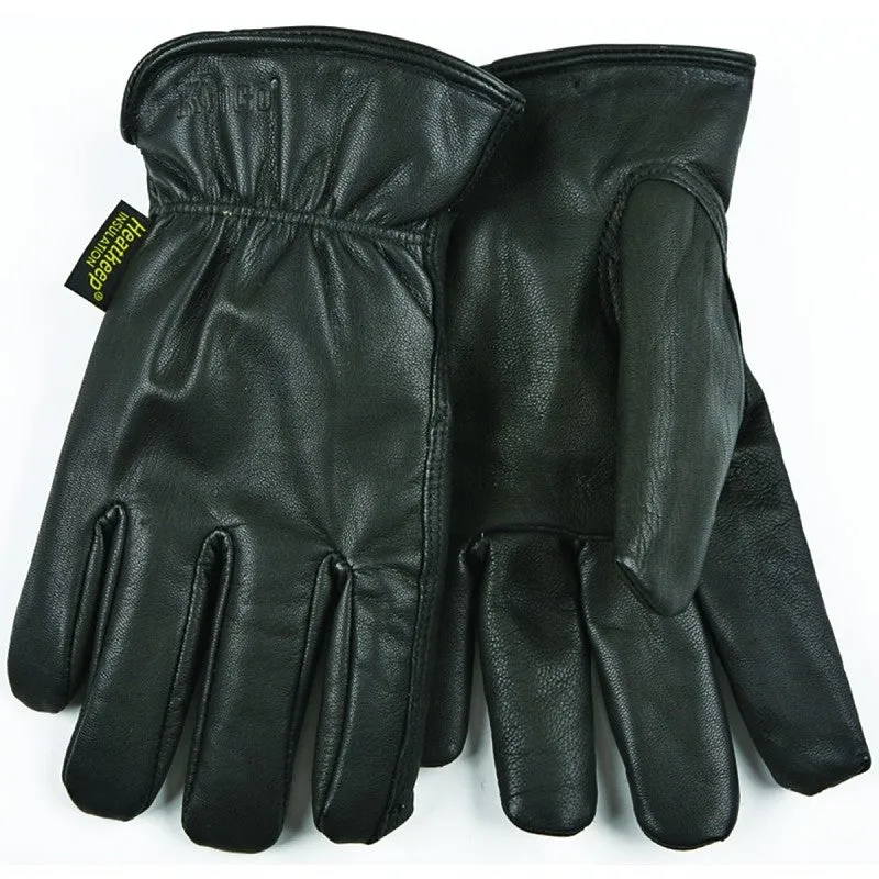 Heatkeep 93HK-XL Driver Gloves, Men’s, XL, 10-1/4 in L, Keystone Thumb, Easy-On Cuff, Goatskin Leather, Black