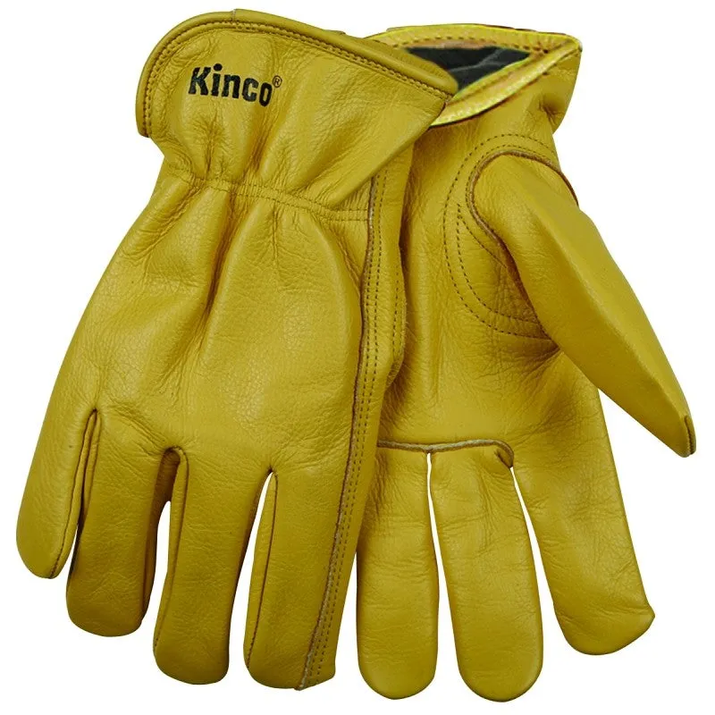 Heatkeep 98RL-L Driver Gloves, Men’s, L, 10-1/2 in L, Keystone Thumb, Easy-On Cuff, Cowhide Leather, Gold