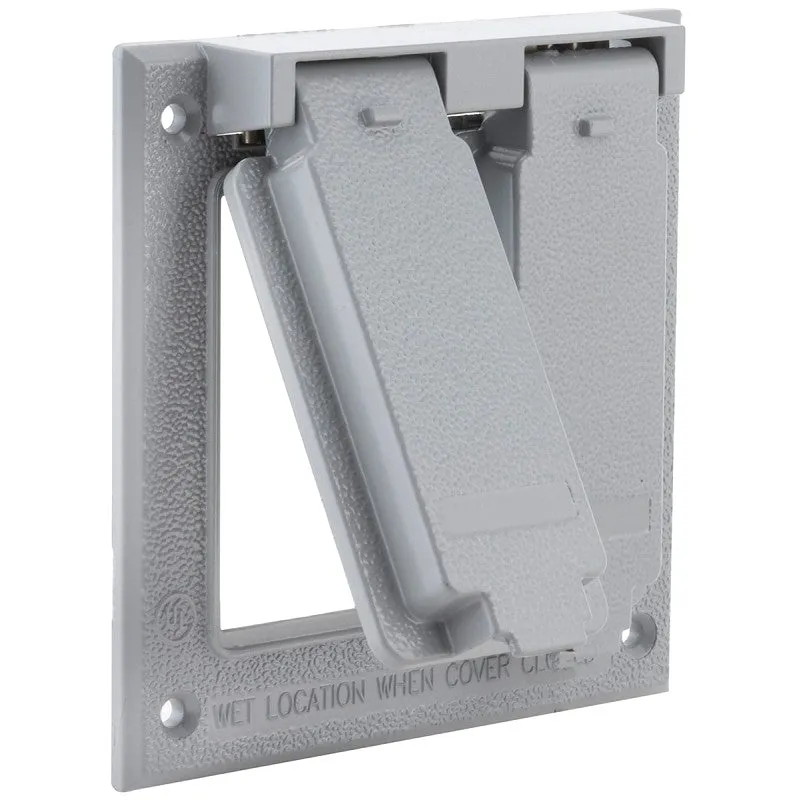 Hubbell 5145-0 Cover, 4-1/2 in L, 4-9/16 in W, Aluminum, Gray, Powder-Coated
