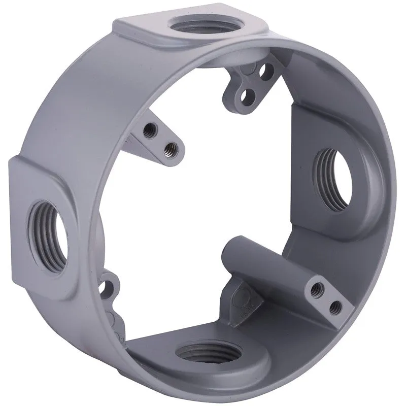 Hubbell 5363-0 Extension Adapter, 4 in L, 4 in W, 4-Knockout, Aluminum, Gray, Powder-Coated