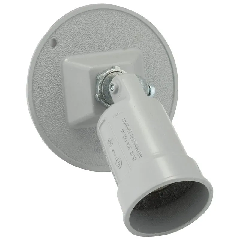 Hubbell 5624-5 Cover, 3-21/64 in L, 4-1/8 in W, Round, Metal, Gray, Powder-Coated, 4/CD
