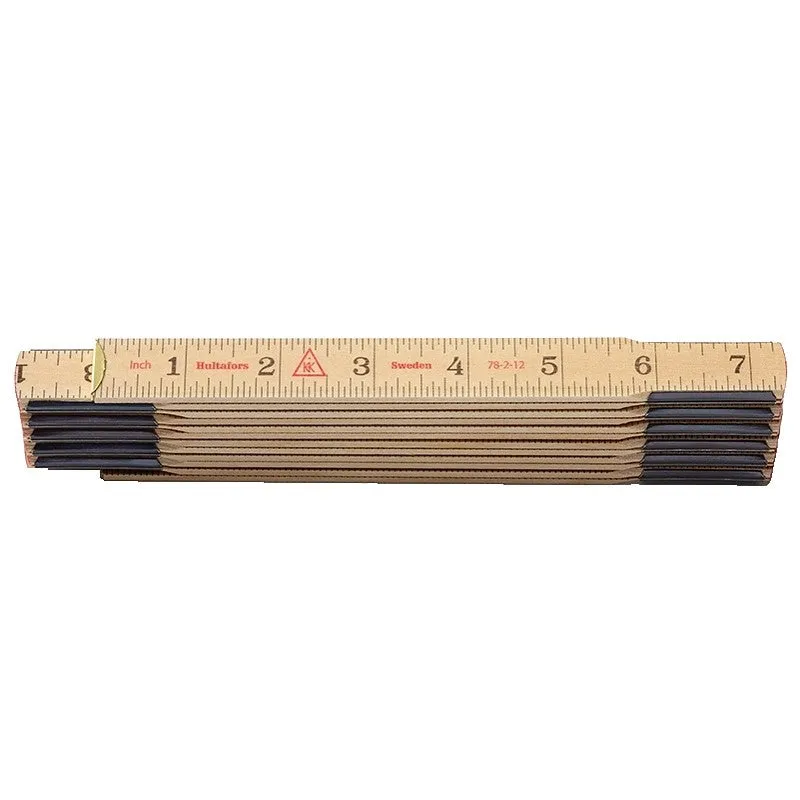 Hultafors 101404U Folding Rule, 1/16 in Graduation, Birch Wood/Steel, Black/Red