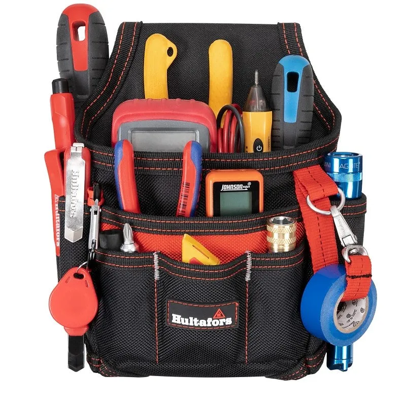 Hultafors HT5103 Small Maintenance/Electrician’s Pouch, 9-Pocket, Polyester, Black/Red