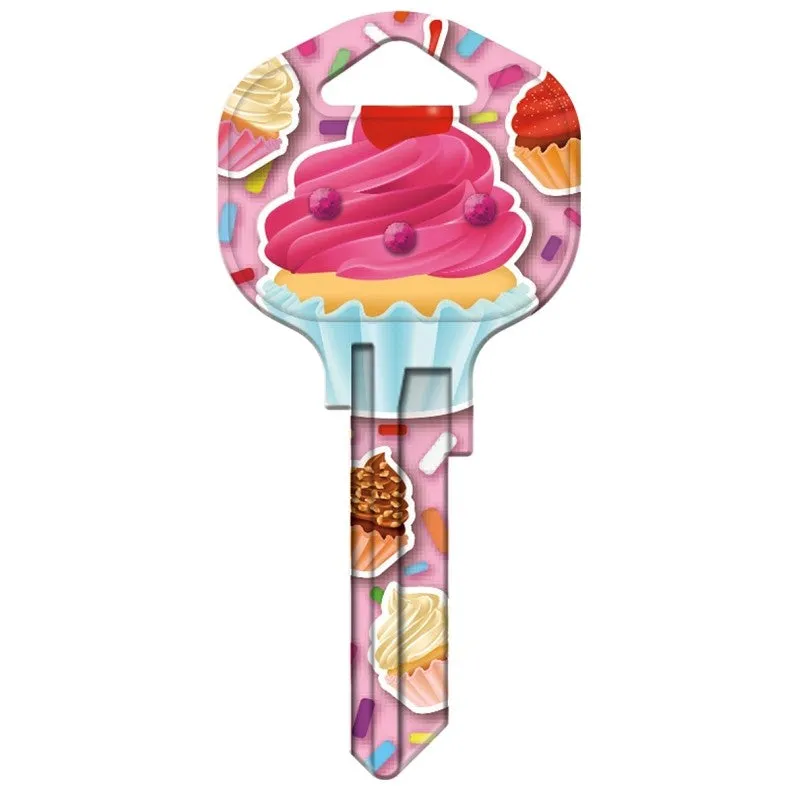 Hy-Ko 15005KW1-CPBL Key Blank, Cupcake Bling, Brass, Nickel, For: Kwikset KW1 Keyways, KW1-CPBL Key Number (Pack of 5)