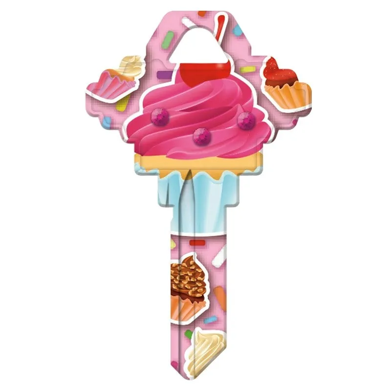 Hy-Ko 15005SC1-CPBL Key Blank, Cupcake Bling, Brass, Nickel, For: Schlage SC1 Keyways (Pack of 5)