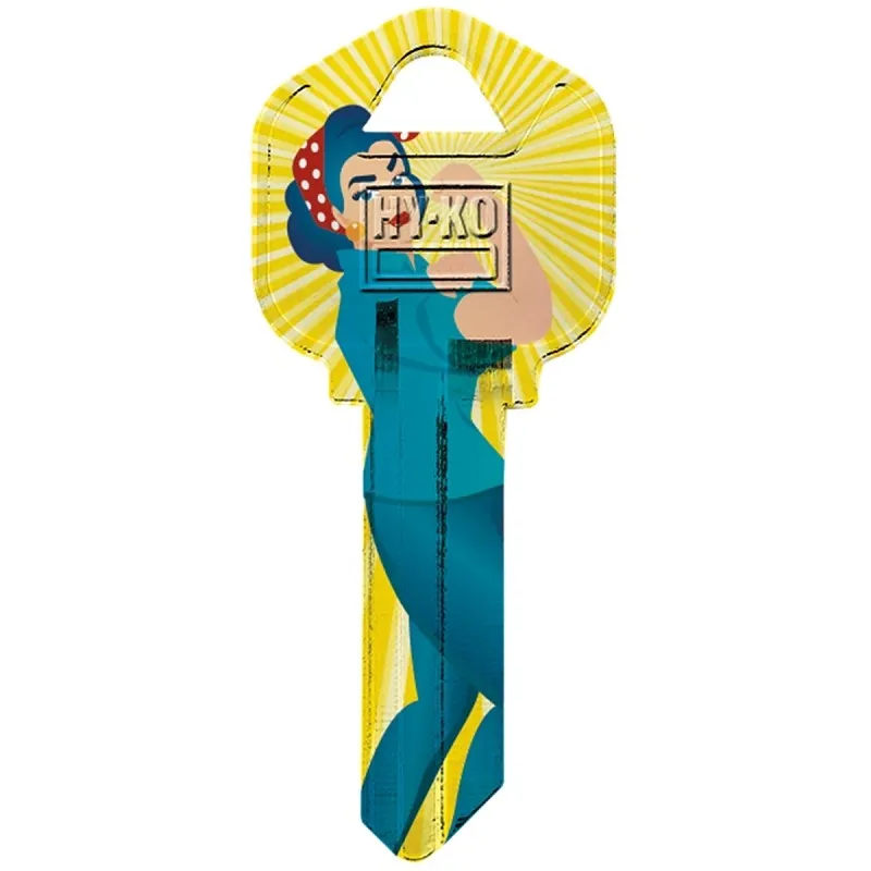 Hy-Ko 16010KW1-34 Key Blank, Woman/Flames, Brass, Nickel-Plated, For: Kwikset KW1 Keyways, KW1 Key Number (Pack of 10)