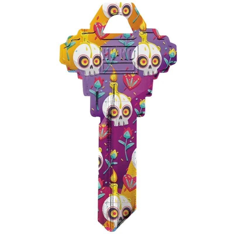 Hy-Ko 16010SC1-24 Key Blank, Skull, Brass, White, For: Schlage SC1 Keyways, SC1 Key Number (Pack of 10)