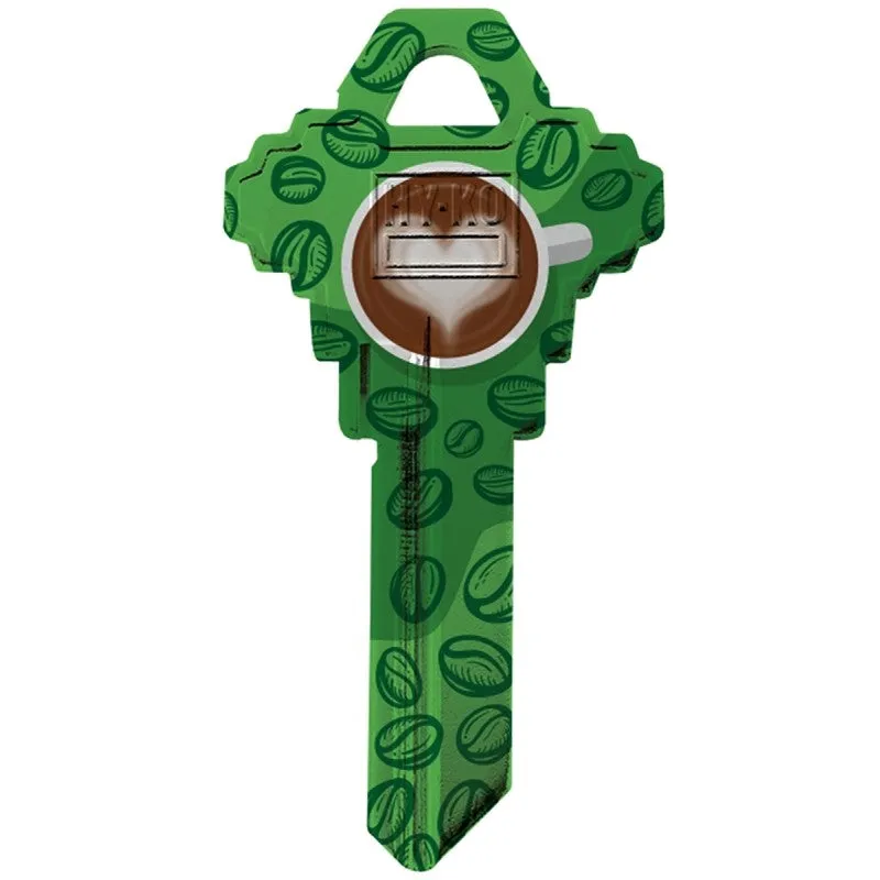 Hy-Ko 16010SC1-38 Key Blank, Coffee Cup/Beans, Brass, For: Schlage SC1 Keyways, SC1 Key Number (Pack of 10)