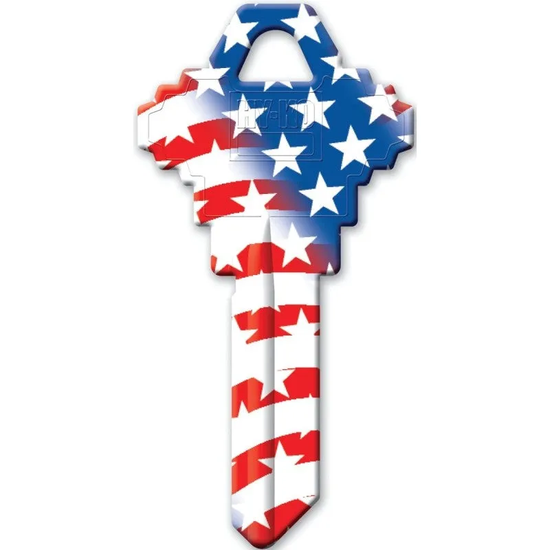 Hy-Ko 16010SC1FLAG Key Blank, Flag, Solid Brass, Painted (Pack of 10)