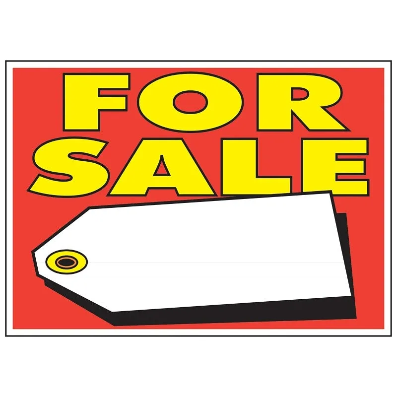 Hy-Ko 22103 Sign, For Sale, Yellow Legend, Plastic, 9 in W x 14 in H Dimensions (Pack of 10)