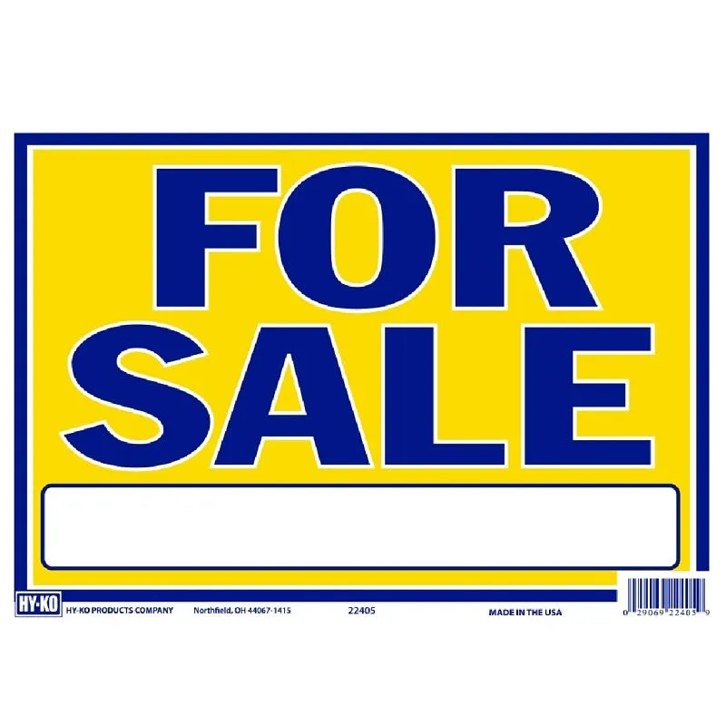 Hy-Ko 22405 Neon Sign, 9 x 13 in Dimensions, FOR SALE, Blue Legend, Yellow Background, Plastic, 9 x 13 in Dimensions (Pack of 10)