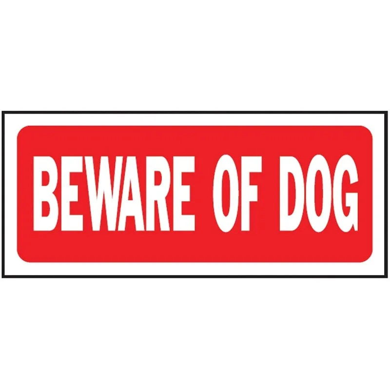 Hy-Ko 23001 Fence Sign, Rectangular, BEWARE OF DOG, White Legend, Red Background, Plastic, 14 in W x 6 in H Dimensions (Pack of 5)