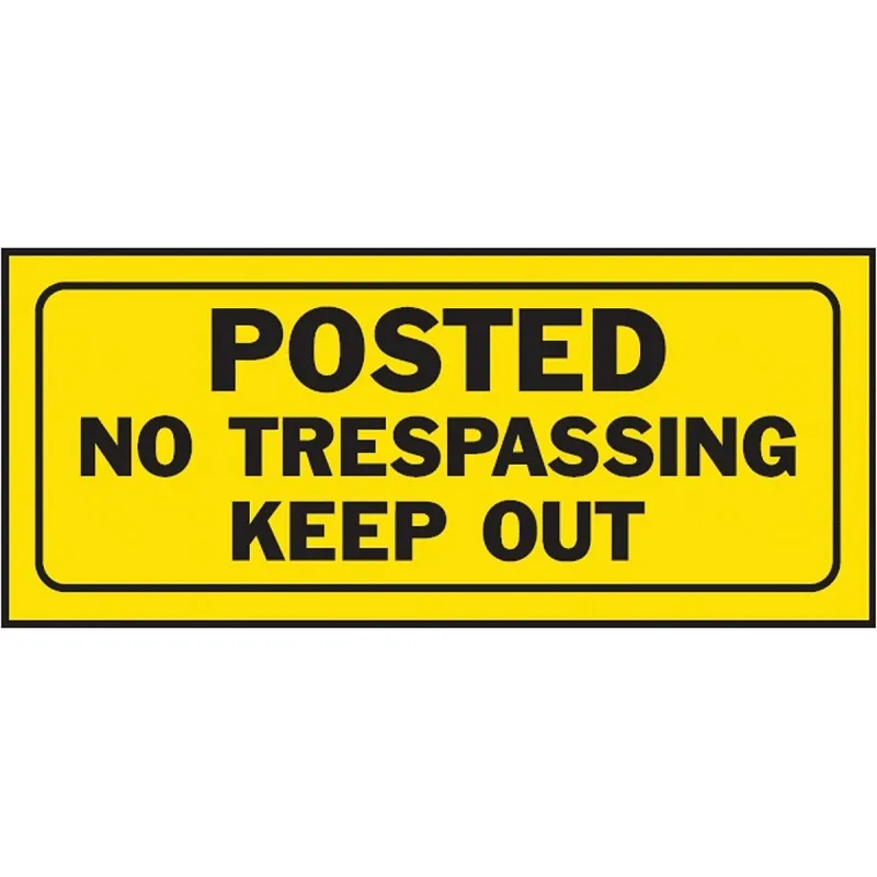 Hy-Ko 23004 Fence Sign, Rectangular, POSTED NO TRESPASSING KEEP OUT, Black Legend, Yellow Background, Plastic (Pack of 5)