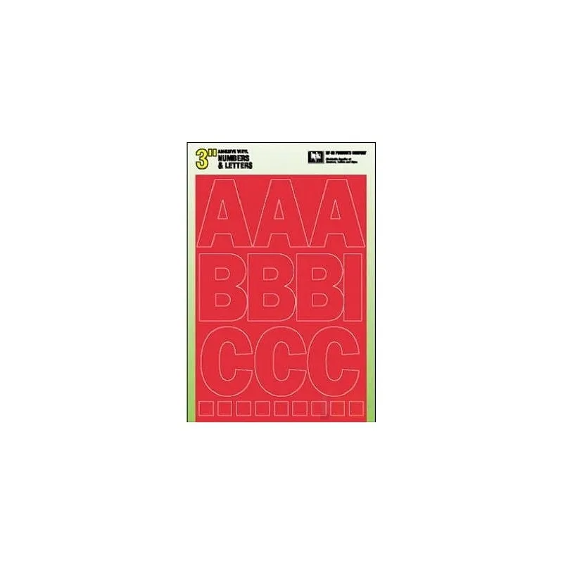 Hy-Ko 30005 Die-Cut Number and Letter Set, 3 in H Character, Red Character, Red Background, Vinyl (Pack of 5)