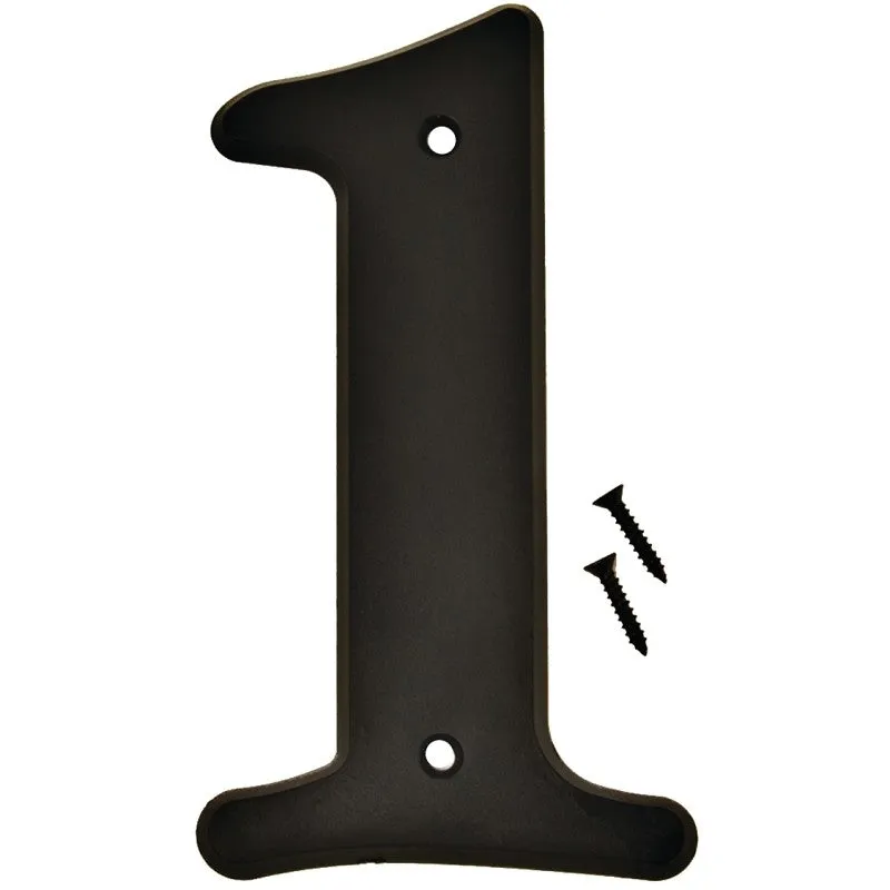 Hy-Ko 30200 Series 30201 House Number, Character: 1, 6 in H Character, Black Character, Plastic (Pack of 5)