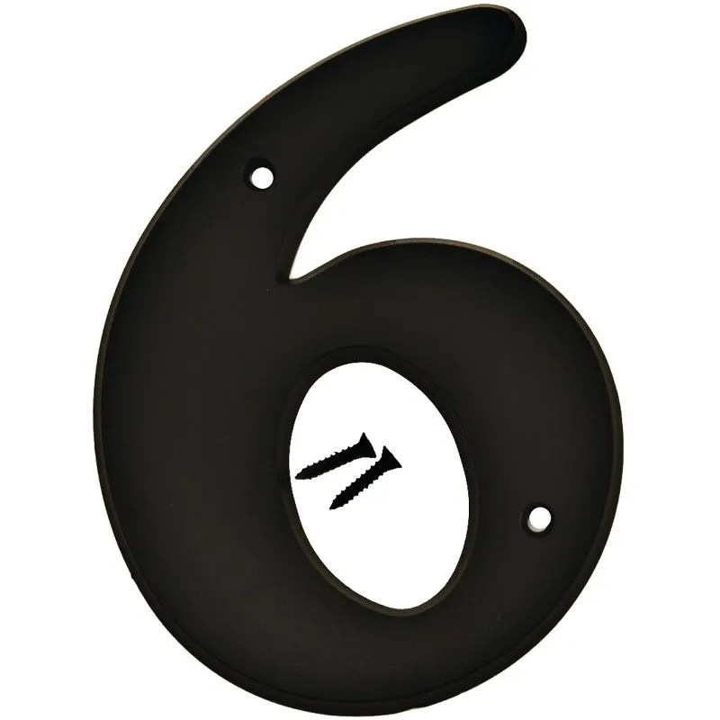 Hy-Ko 30200 Series 30206 House Number, Character: 6, 6 in H Character, Black Character, Plastic (Pack of 5)