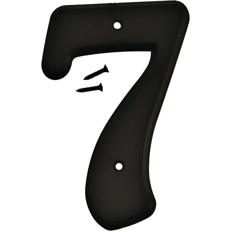 Hy-Ko 30200 Series 30207 House Number, Character: 7, 6 in H Character, Black Character, Plastic (Pack of 5)