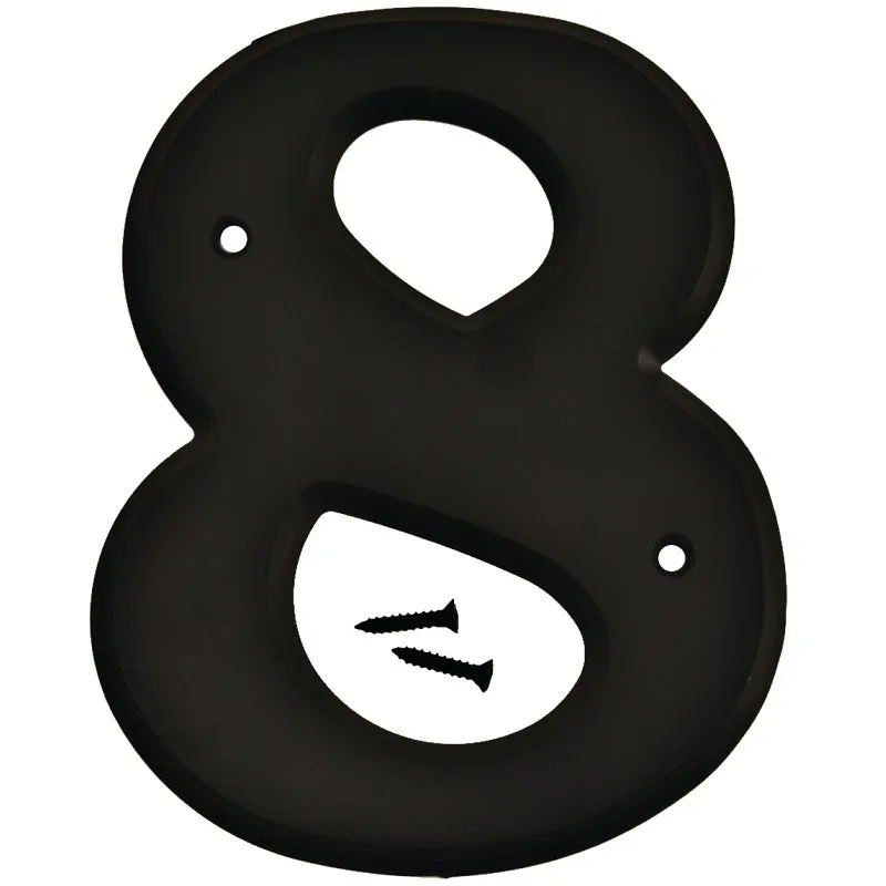 Hy-Ko 30200 Series 30208 House Number, Character: 8, 6 in H Character, Black Character, Plastic (Pack of 5)