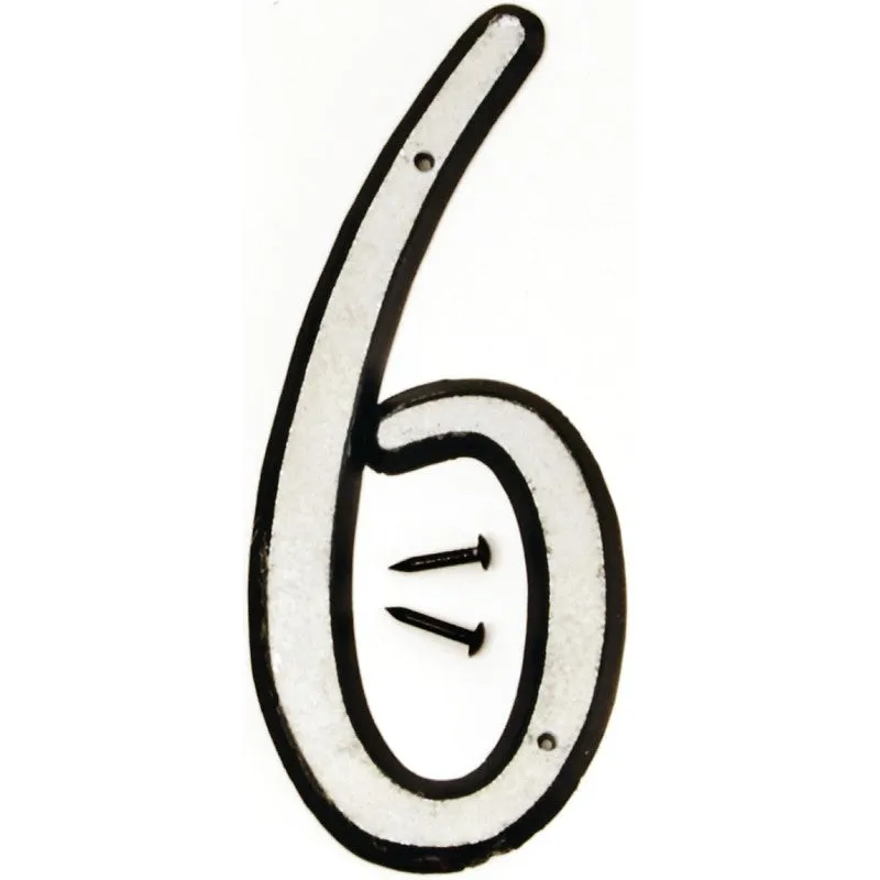 Hy-Ko 30600 Series 30606 House Number, Character: 6, 4 in H Character, Black/White Character, Plastic (Pack of 10)